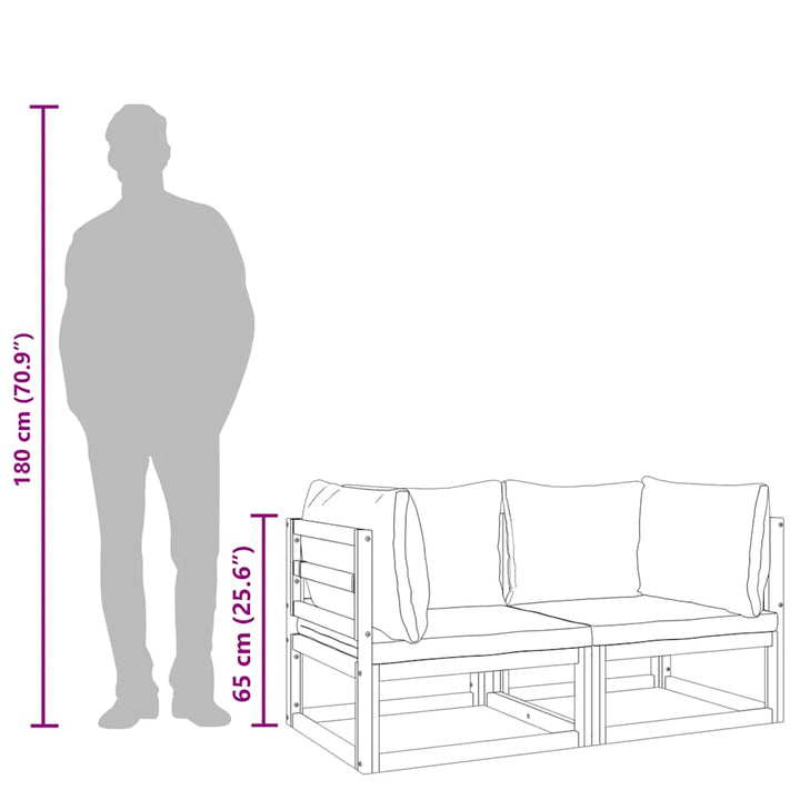hjørnemoduler til havesofa 2 stk. med gråbrune hynder akacietræ