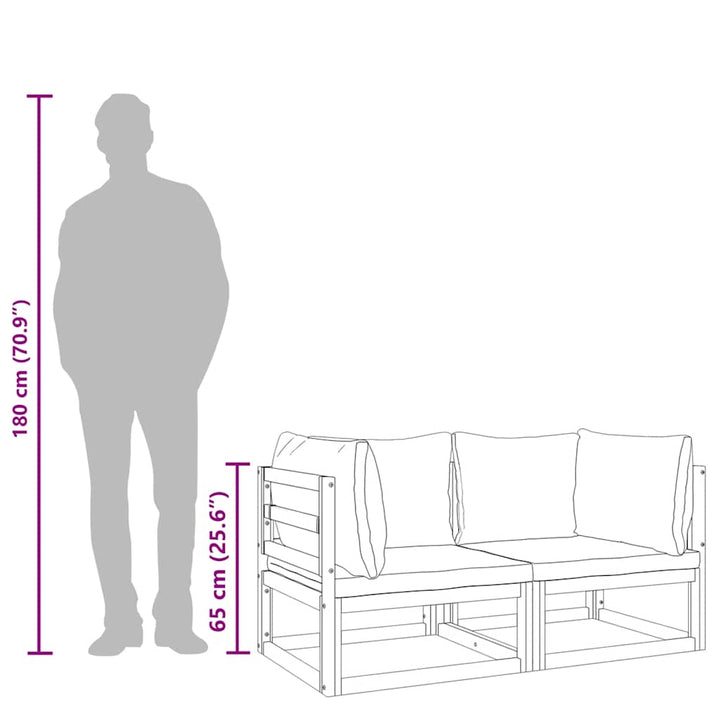hjørnemoduler til havesofa 2 stk. med lysegrå hynder akacietræ