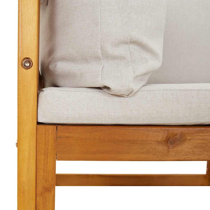 hjørnemodul til havesofa med lysegrå hynder massivt akacietræ