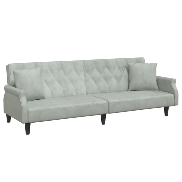 sovesofa med armlæn velour lysegrå