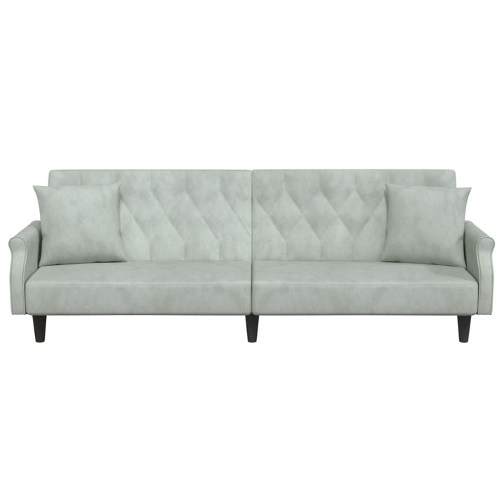 sovesofa med armlæn velour lysegrå