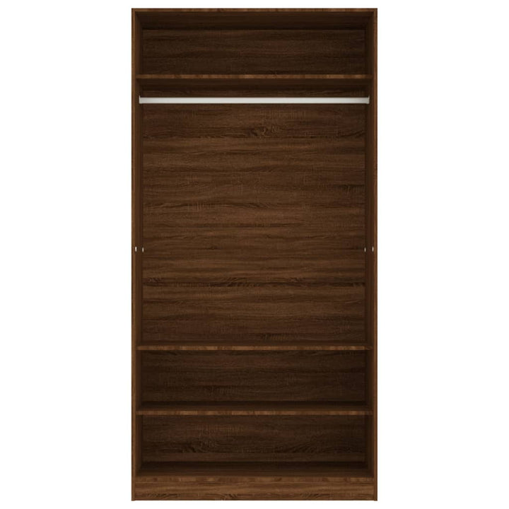 klædeskab 100x50x200 cm konstrueret træ brun egetræsfarve