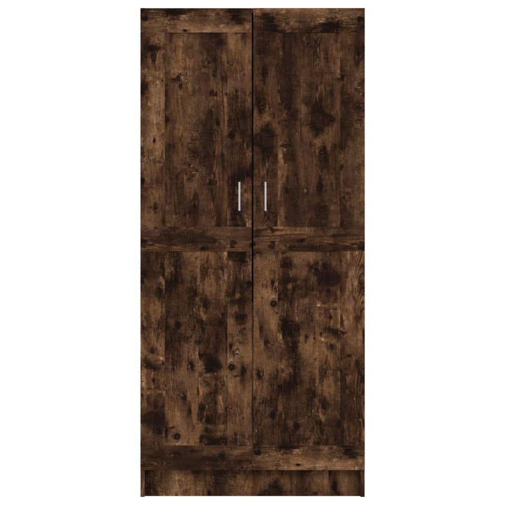 klædeskab 82,5x51,5x180 cm konstrueret træ røget egetræsfarve