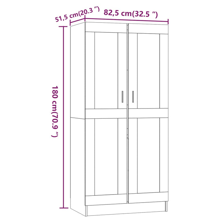 klædeskab 82,5x51,5x180 cm konstrueret træ røget egetræsfarve
