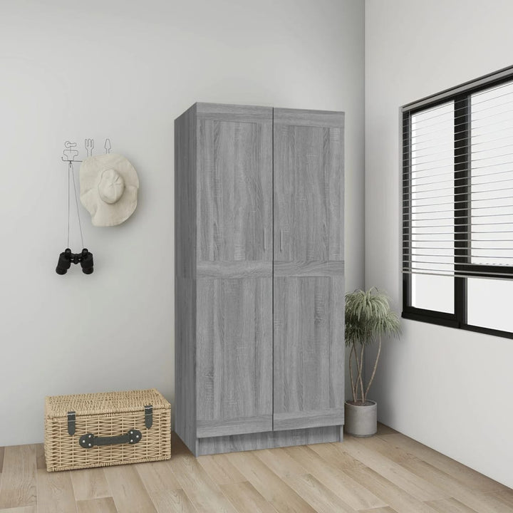 klædeskab 82,5x51,5x180 cm konstrueret træ grå sonoma-eg