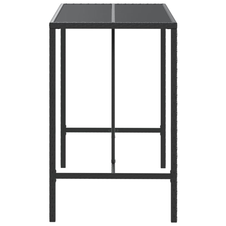 barbord med glasplade 110x70x110 cm polyrattan sort