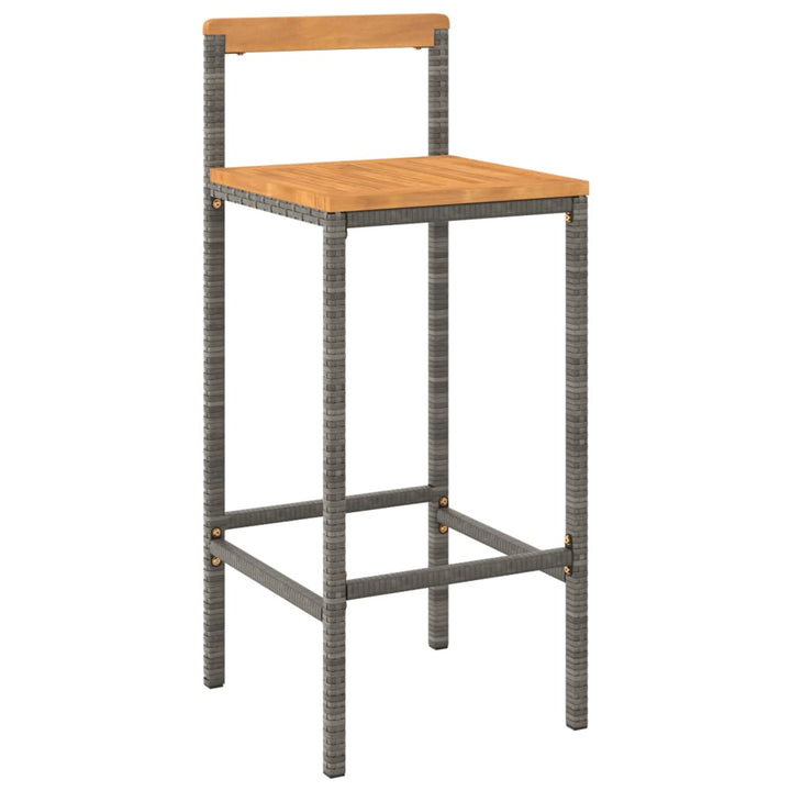barstole 2 stk. polyrattan og massivt akacietræ grå