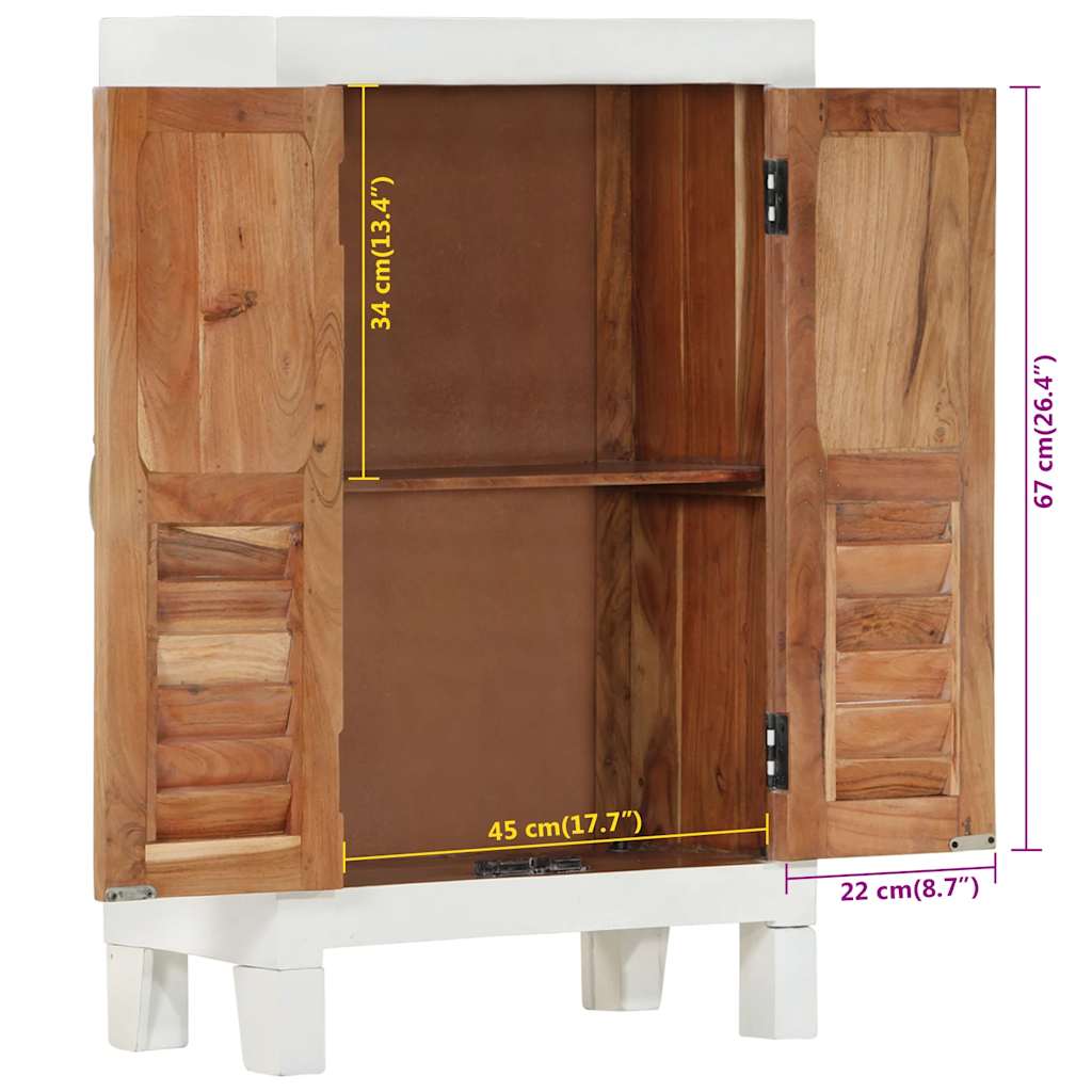 skab 55x30x90 cm massivt akacietræ hvid
