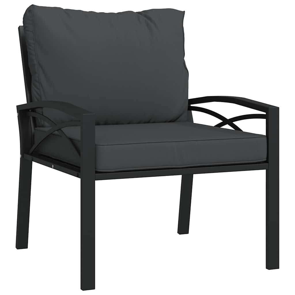 havestol med grå hynder 68x76x79 cm stål