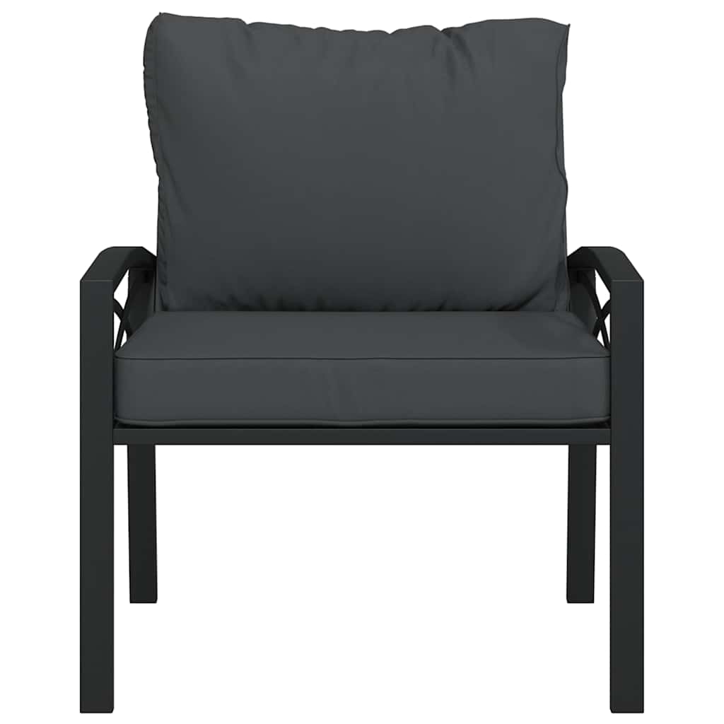 havestol med grå hynder 68x76x79 cm stål