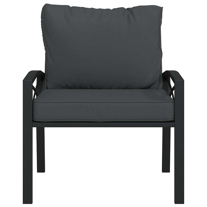 havestol med grå hynder 68x76x79 cm stål