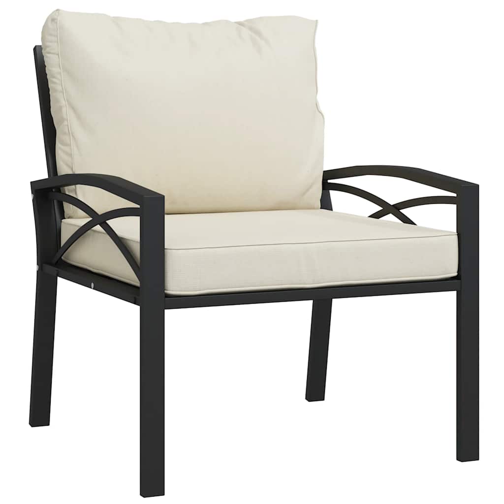 havestol med sandfarvede hynder 68x76x79 cm stål