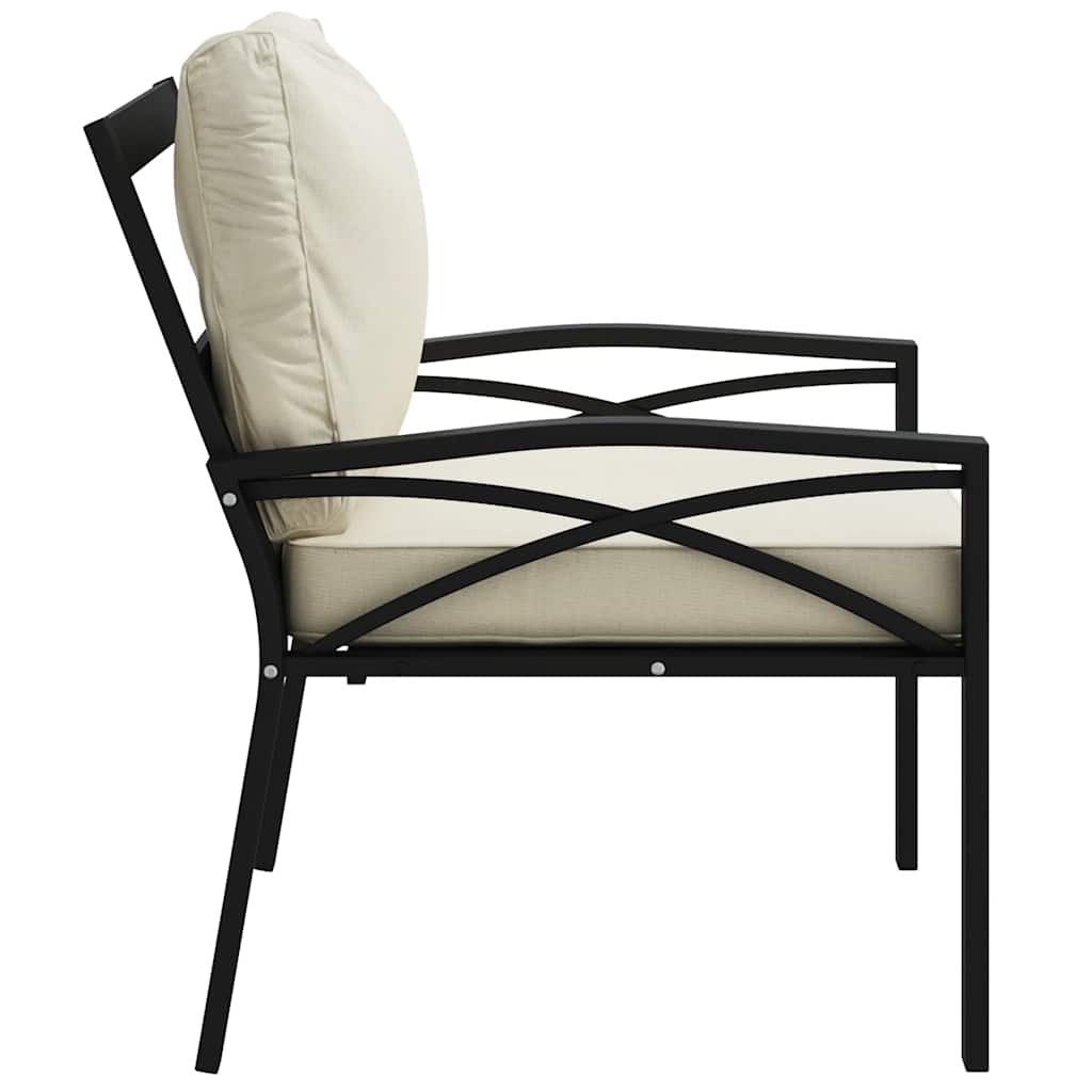 havestol med sandfarvede hynder 68x76x79 cm stål