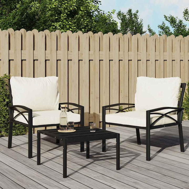 havestol med sandfarvede hynder 68x76x79 cm stål