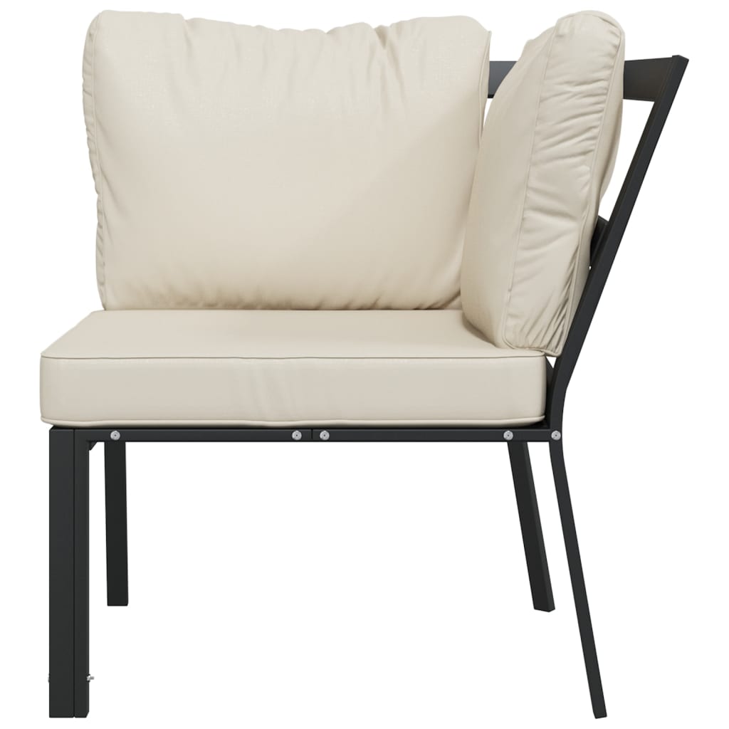 havestol med sandfarvede hynder 76x76x79 cm stål
