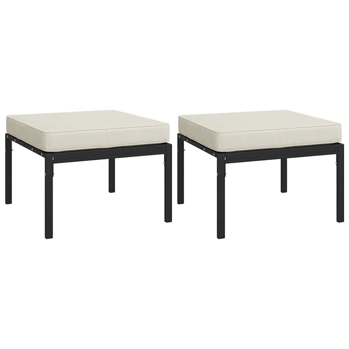 haveskamler 2 stk. med sandfarvede hynder 60x60x35 cm stål