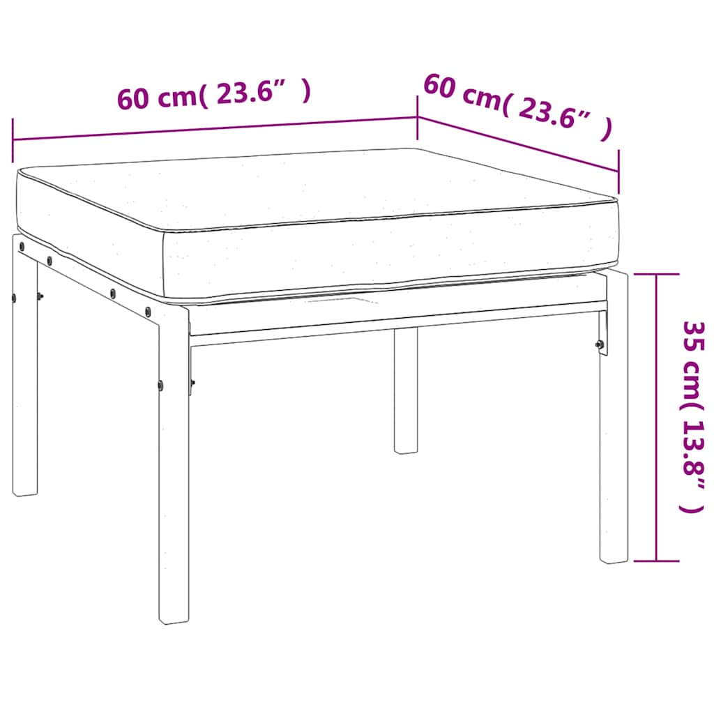 haveskamler 2 stk. med sandfarvede hynder 60x60x35 cm stål