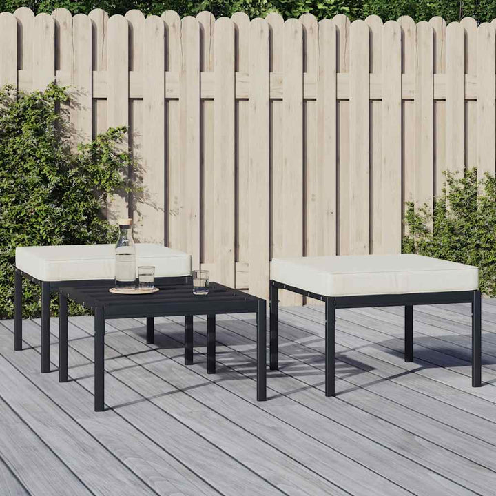 haveskamler 2 stk. med sandfarvede hynder 60x60x35 cm stål