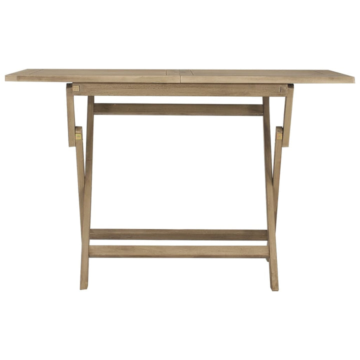 foldbart havebord 120x70x75 cm massivt teaktræ grå