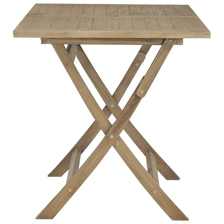 foldbart havebord 120x70x75 cm massivt teaktræ grå