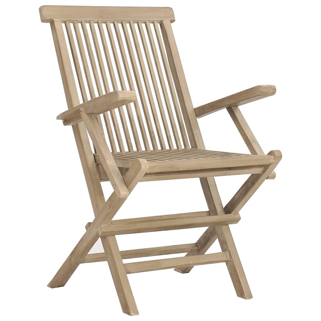 havestole 8 stk. 56x61x89 cm foldbare massivt teaktræ grå
