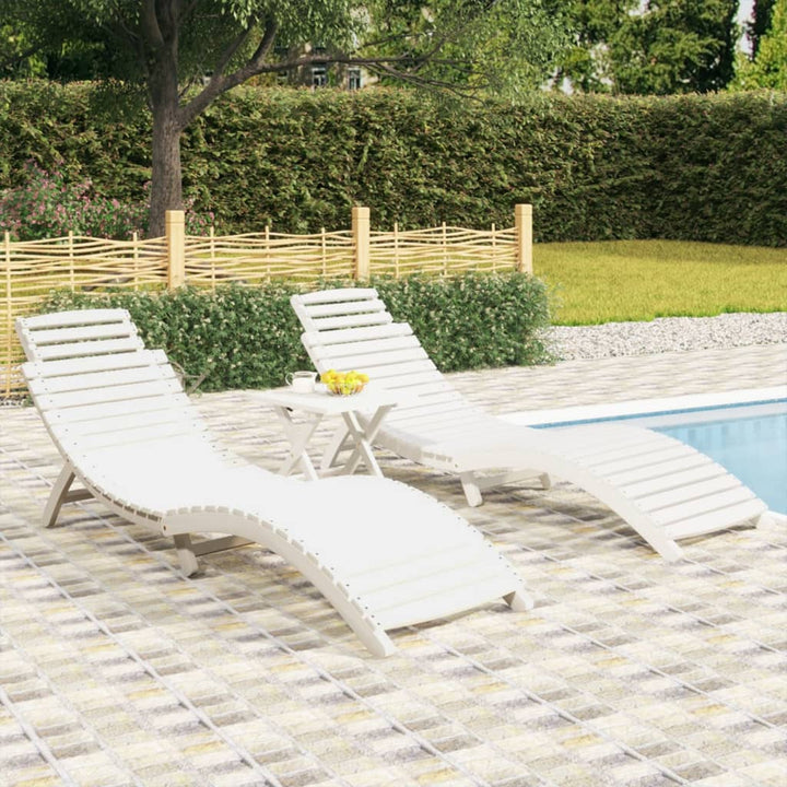 liggestole 2 stk. 184x55x64 cm massivt akacietræ hvid