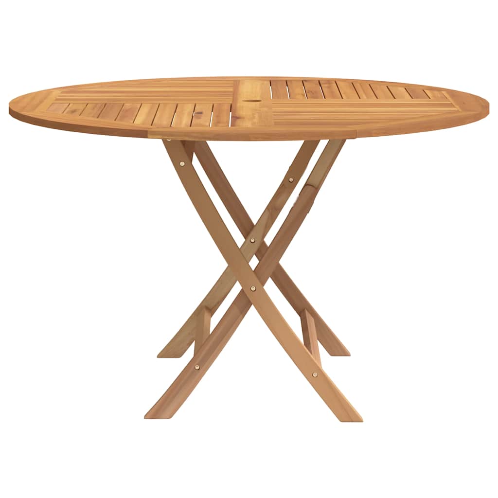 foldbart havebord Ø 110x75 cm massivt teaktræ