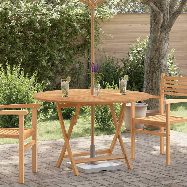 foldbart havebord Ø 110x75 cm massivt teaktræ