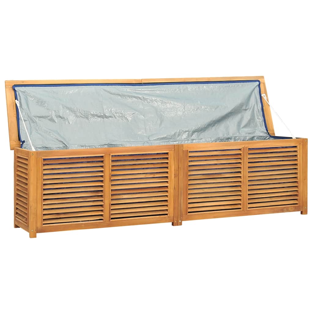 opbevaringsboks til haven med pose 200x50x55 cm massivt teaktræ