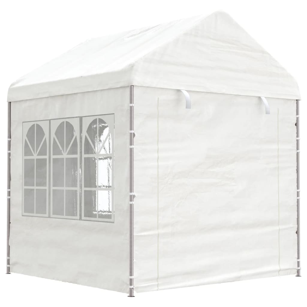 pavillon med tag 8,92x2,28x2,69 m polyethylen hvid