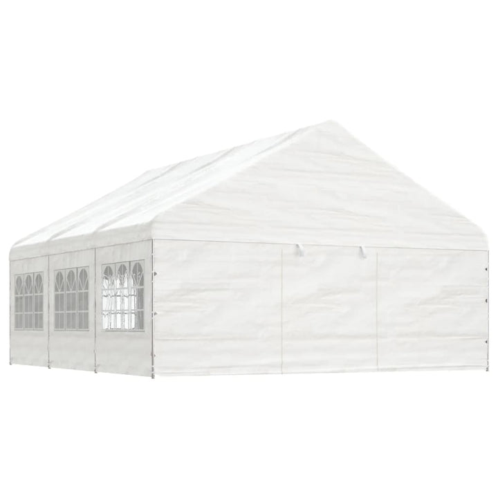 pavillon med tag 6,69x5,88x3,75 m polyethylen hvid