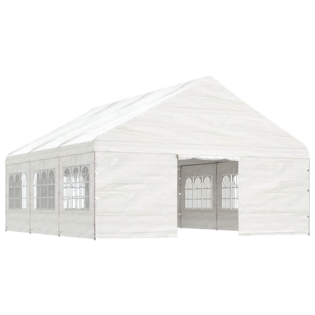 pavillon med tag 6,69x5,88x3,75 m polyethylen hvid