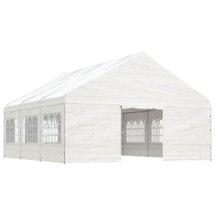 pavillon med tag 6,69x5,88x3,75 m polyethylen hvid