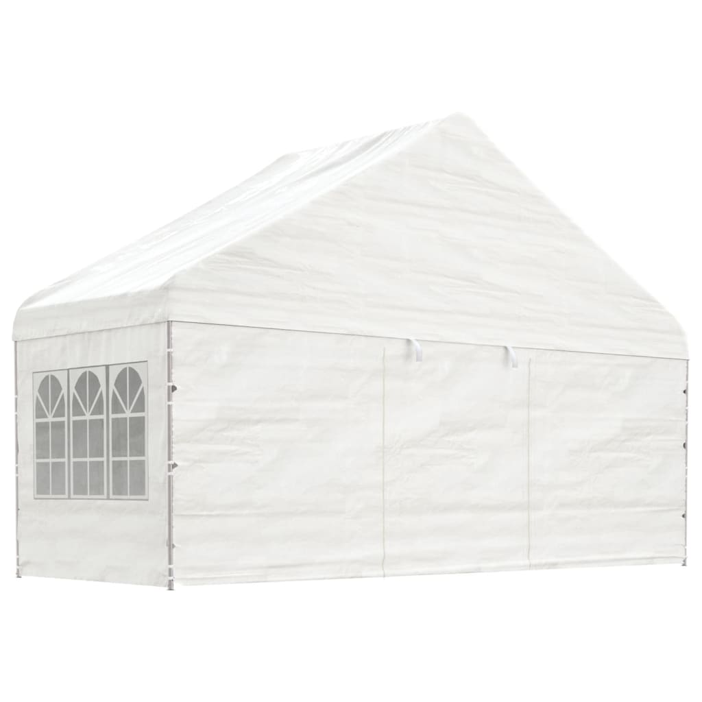 pavillon med tag 6,69x5,88x3,75 m polyethylen hvid