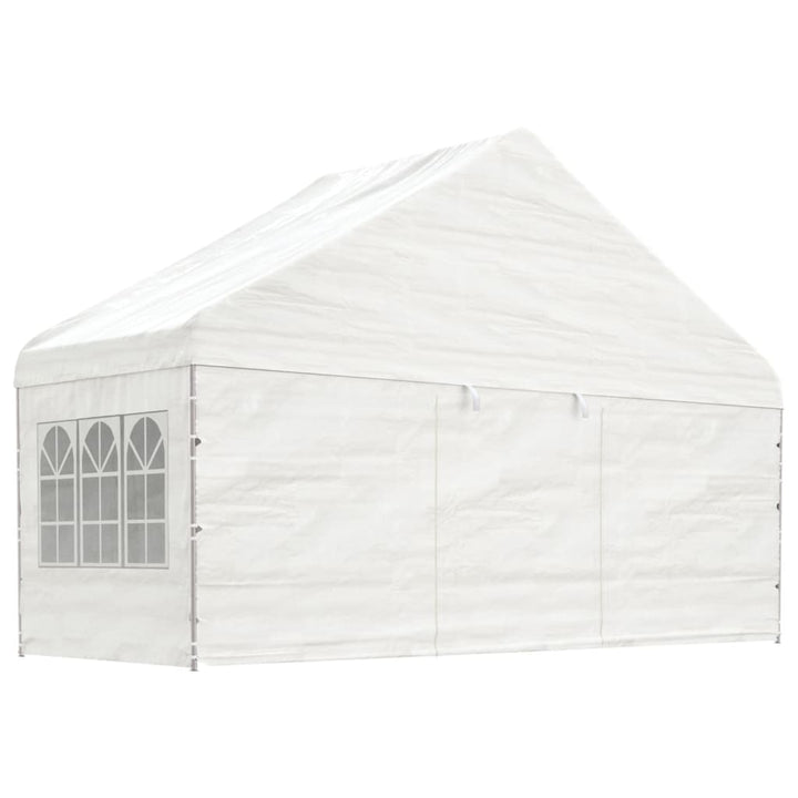 pavillon med tag 6,69x5,88x3,75 m polyethylen hvid