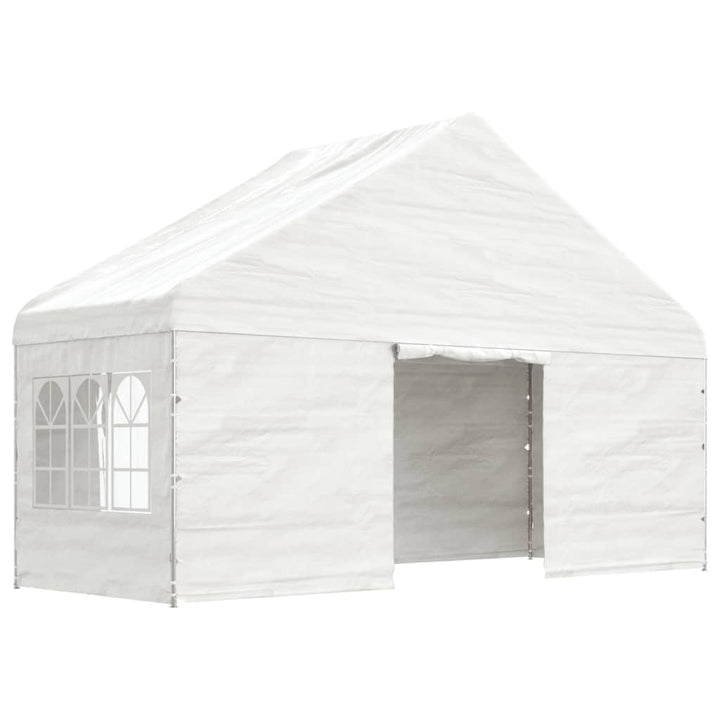 pavillon med tag 6,69x5,88x3,75 m polyethylen hvid
