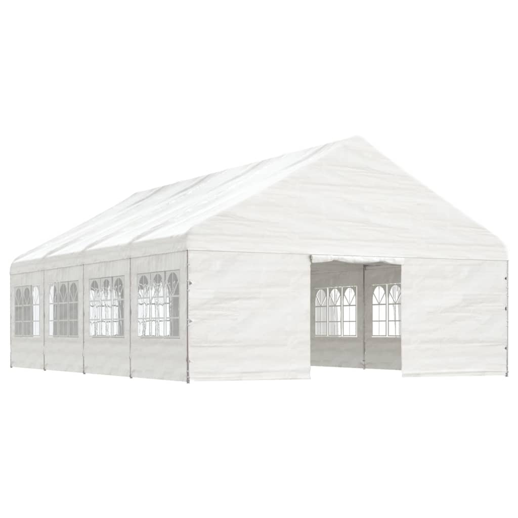 pavillon med tag 8,92x5,88x3,75 m polyethylen hvid
