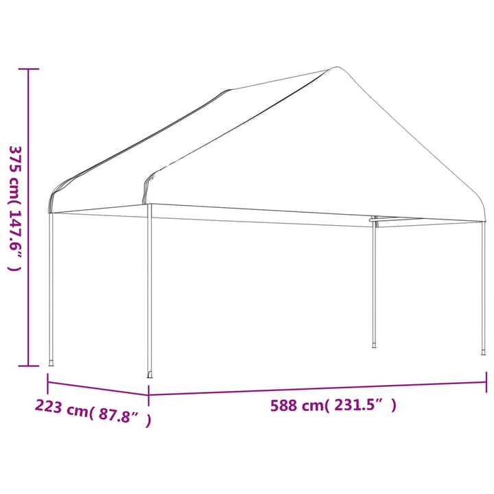 pavillon med tag 8,92x5,88x3,75 m polyethylen hvid