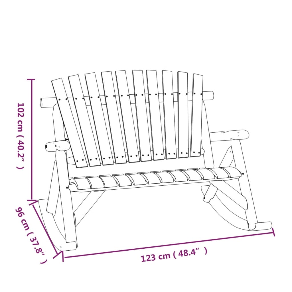 2-personers havebænk med gyngefunktion 123x96x102 cm grantræ