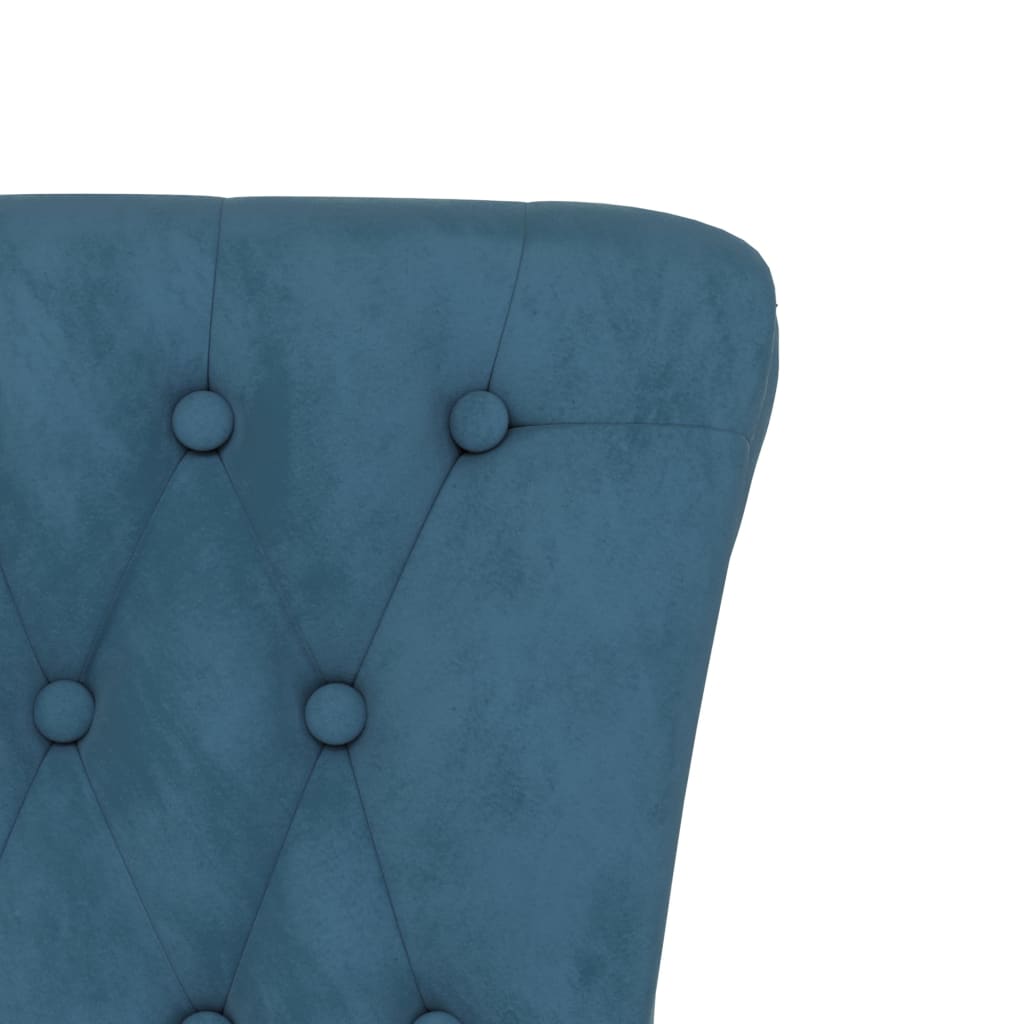 stol med høj ryg knapdesign velour blå