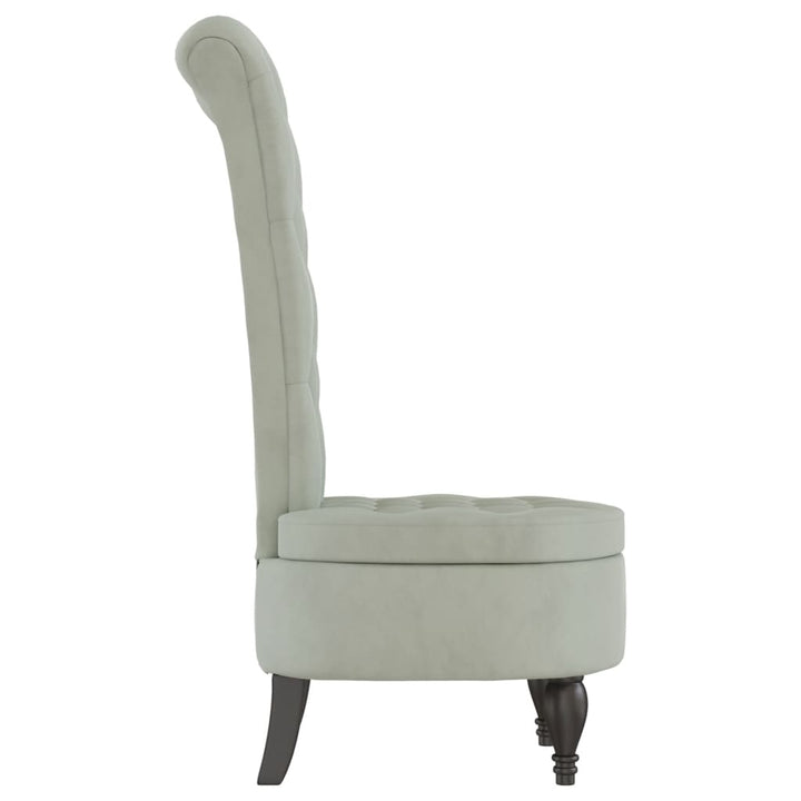 stol med høj ryg knapdesign velour lysegrå