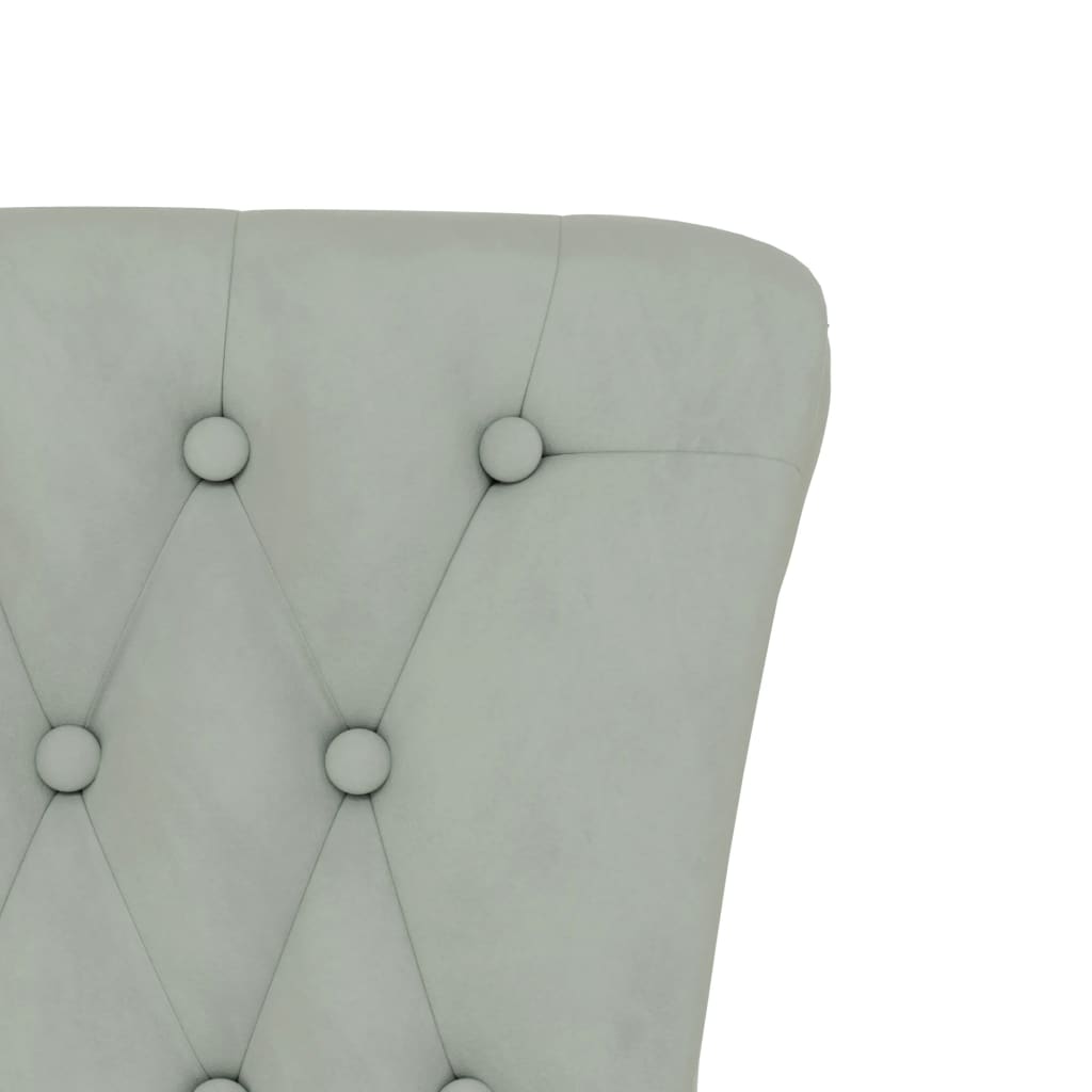 stol med høj ryg knapdesign velour lysegrå