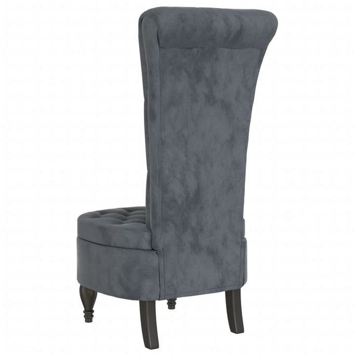 stol med høj ryg knapdesign velour mørkegrå