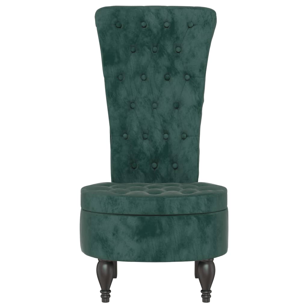 stol med høj ryg knapdesign velour mørkegrøn