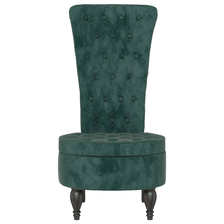 stol med høj ryg knapdesign velour mørkegrøn
