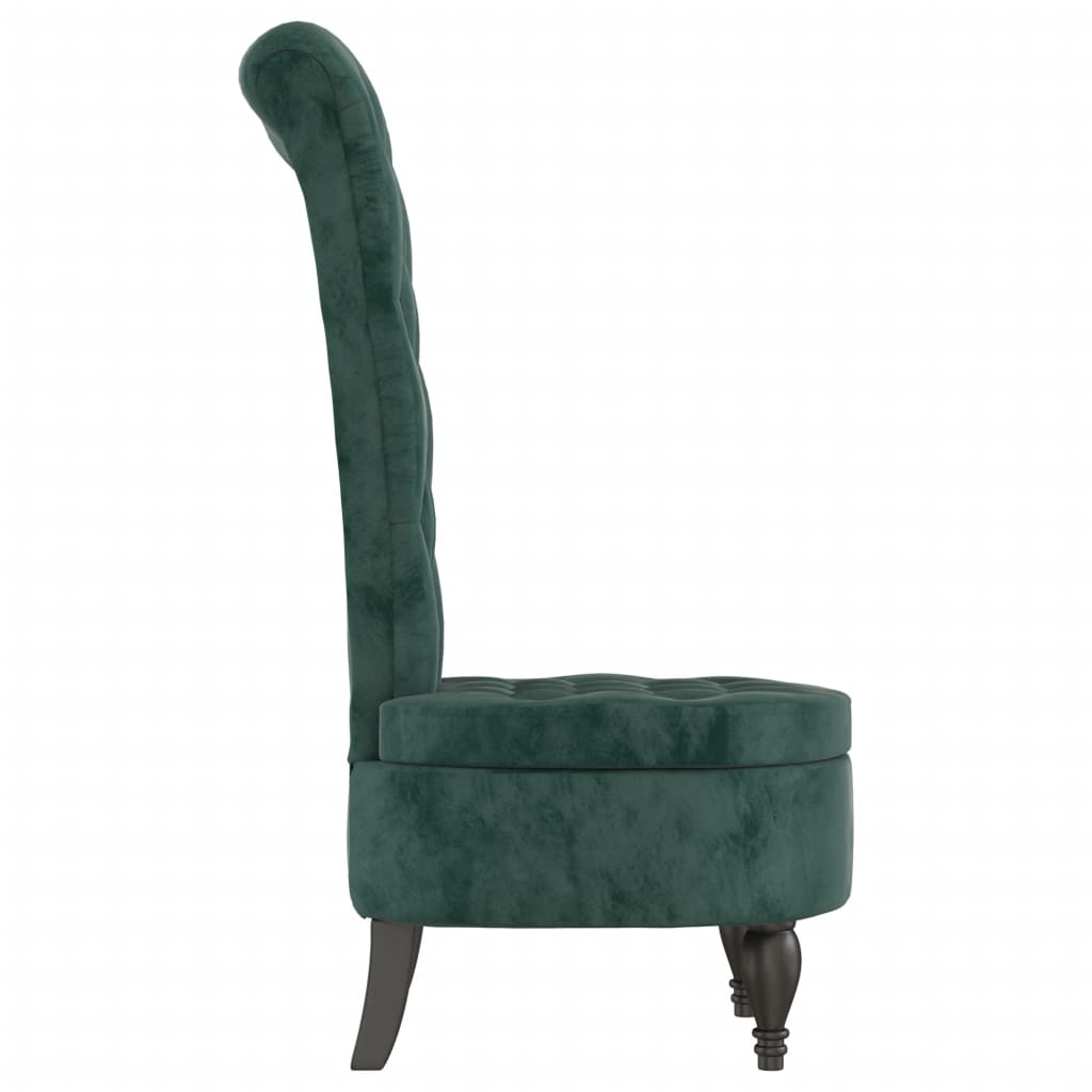 stol med høj ryg knapdesign velour mørkegrøn