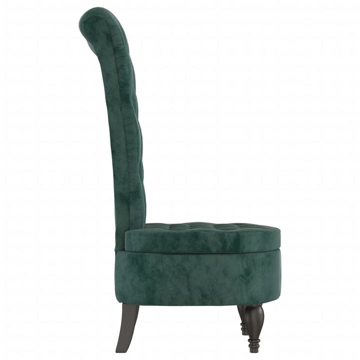 stol med høj ryg knapdesign velour mørkegrøn