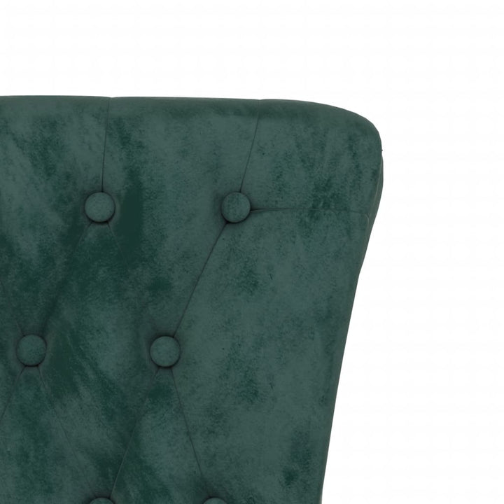 stol med høj ryg knapdesign velour mørkegrøn