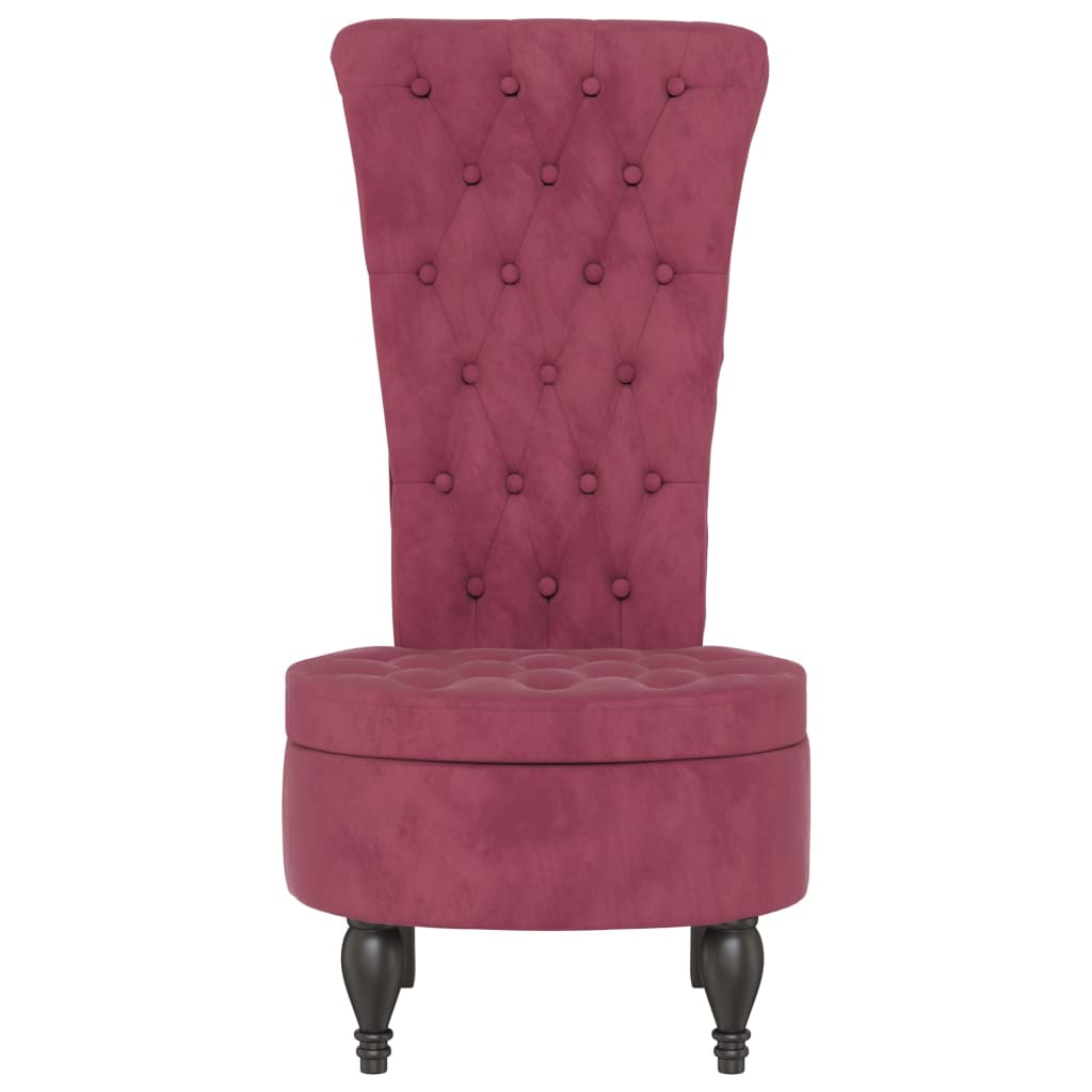 stol med høj ryg knapdesign velour vinrød