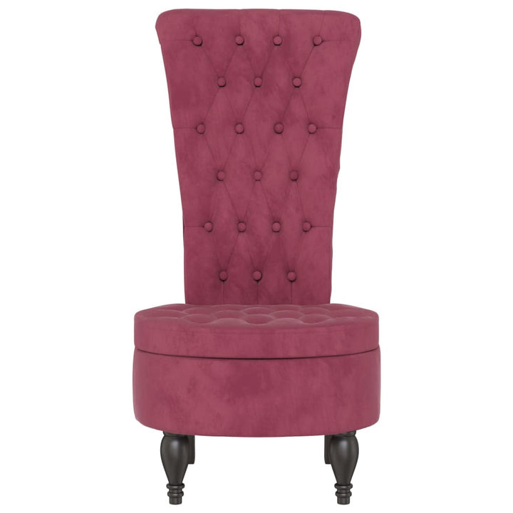 stol med høj ryg knapdesign velour vinrød